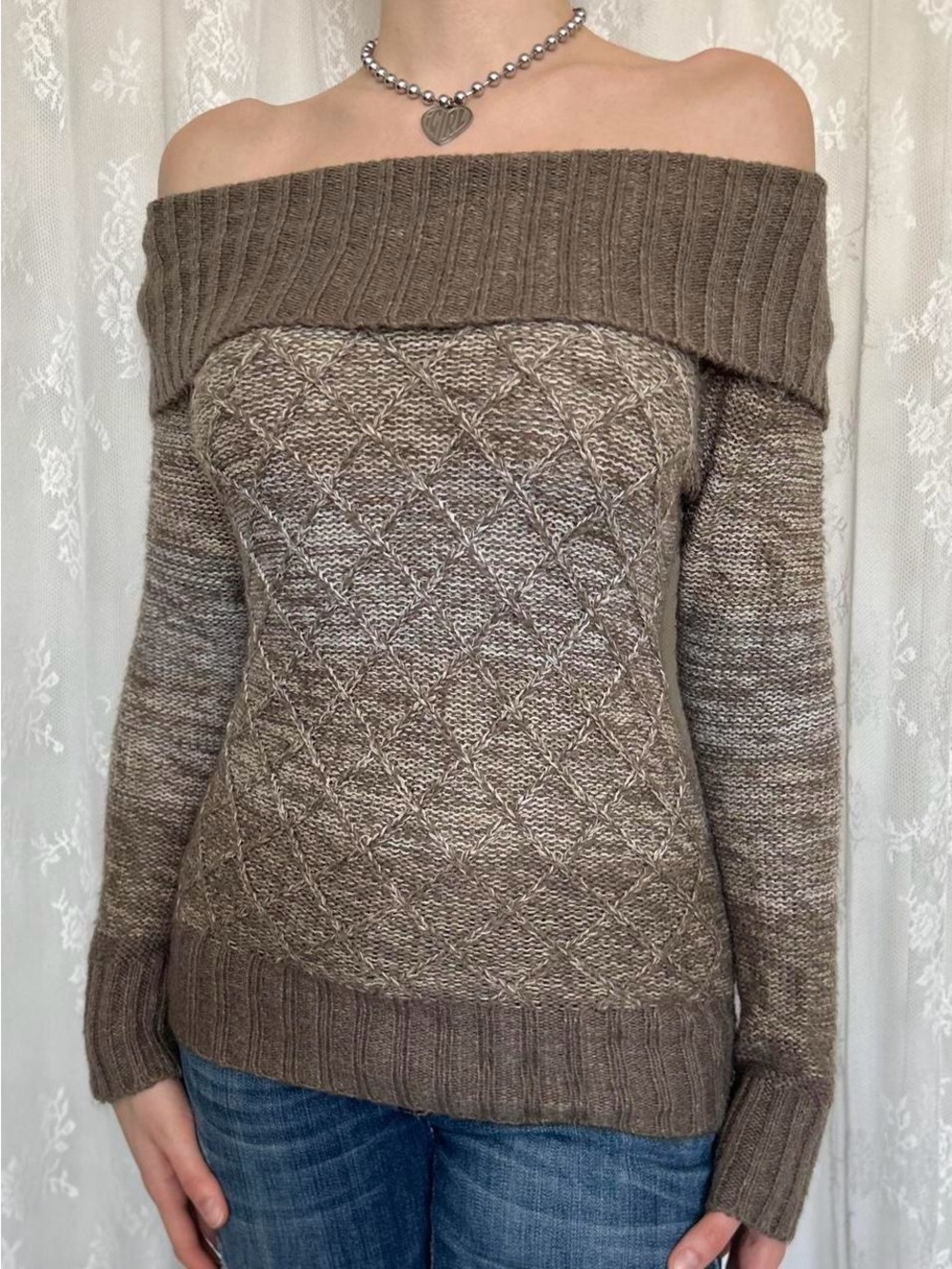 Y2K 2000s Fairygrunge Off The Shoulder Sweater
